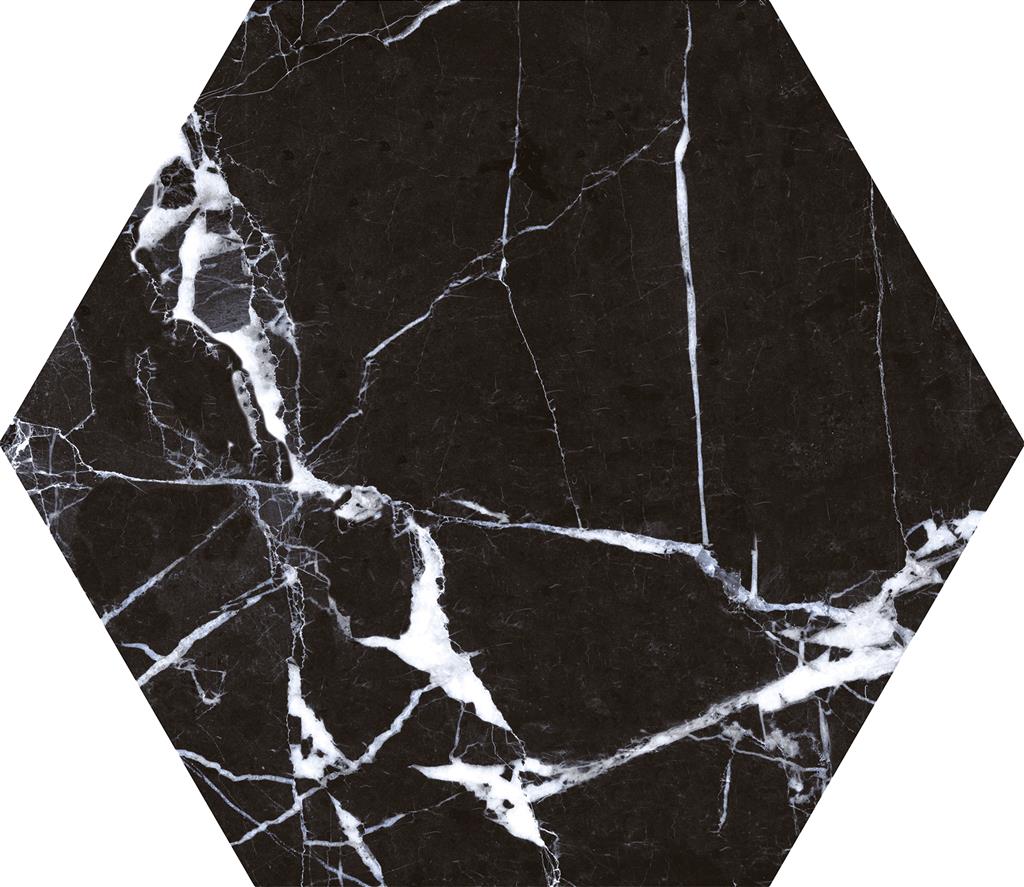 Durstone Six Marmi Nero vloertegel mat - kleur zwart, hexagon