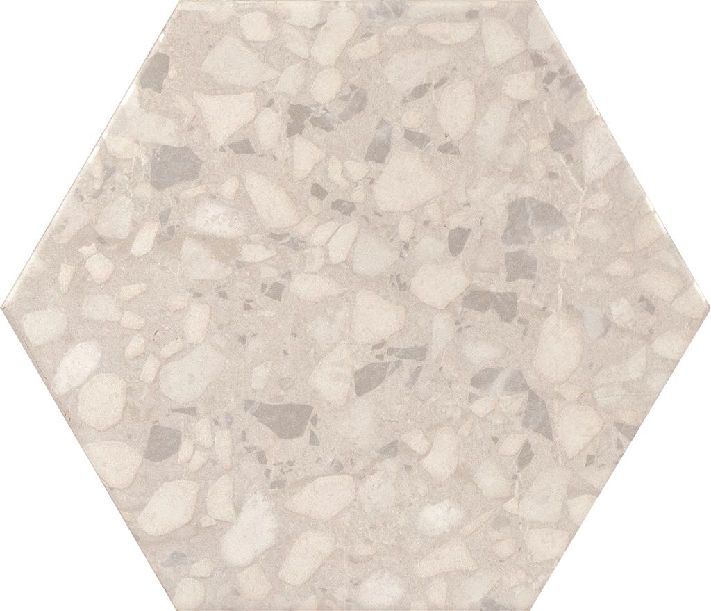 Durstone Six Terazzo Talc vloertegel mat - kleur wit, hexagon