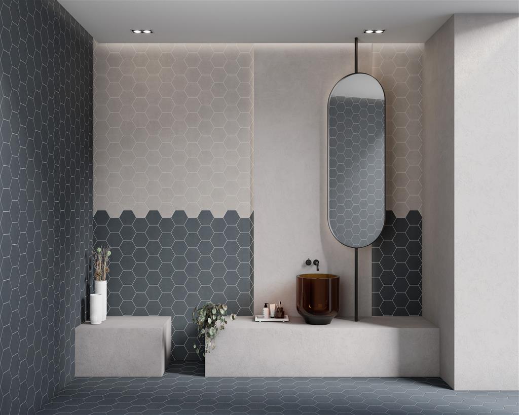 Durstone Sunset Blue Hex vloertegel mat - hexagon (foto 2)