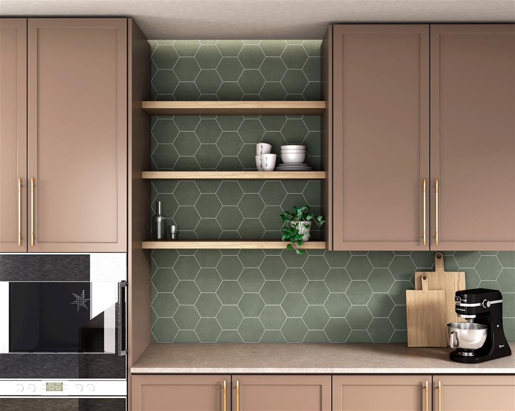 Durstone Sunset Green Hex vloertegel mat - hexagon (foto 2)