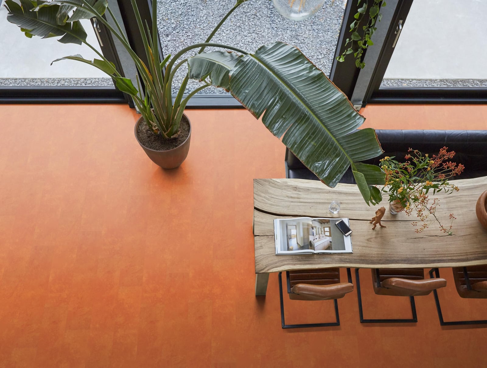 Finsbury dryback orange - PVC vloer in oranje, rechte planken (foto 3)