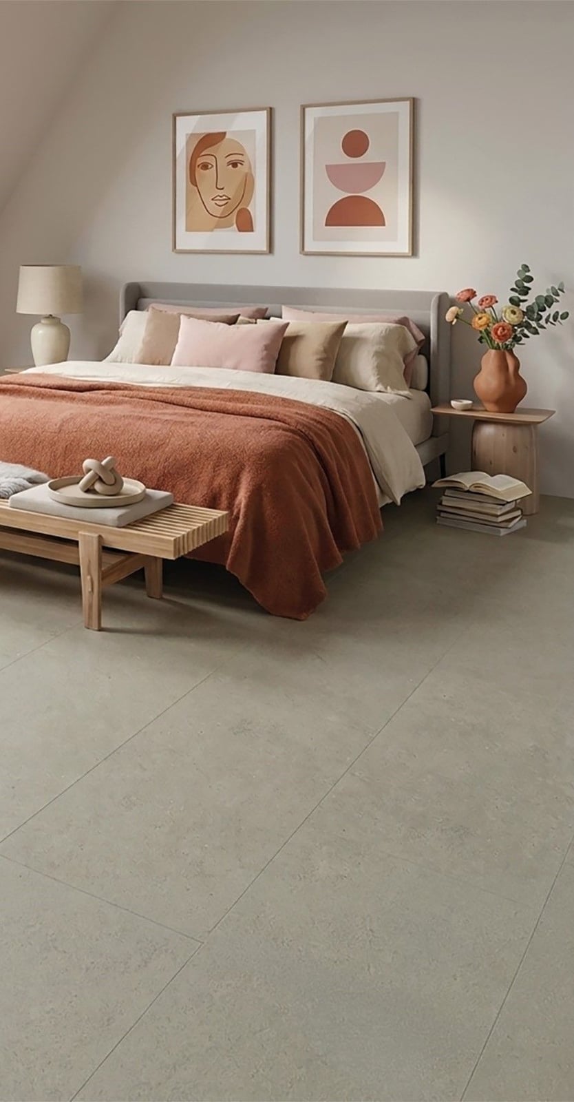 Gelasta Firmfit Tegel 6902 Concrete Sand - PVC vloer in beige, rechte planken (foto 2)