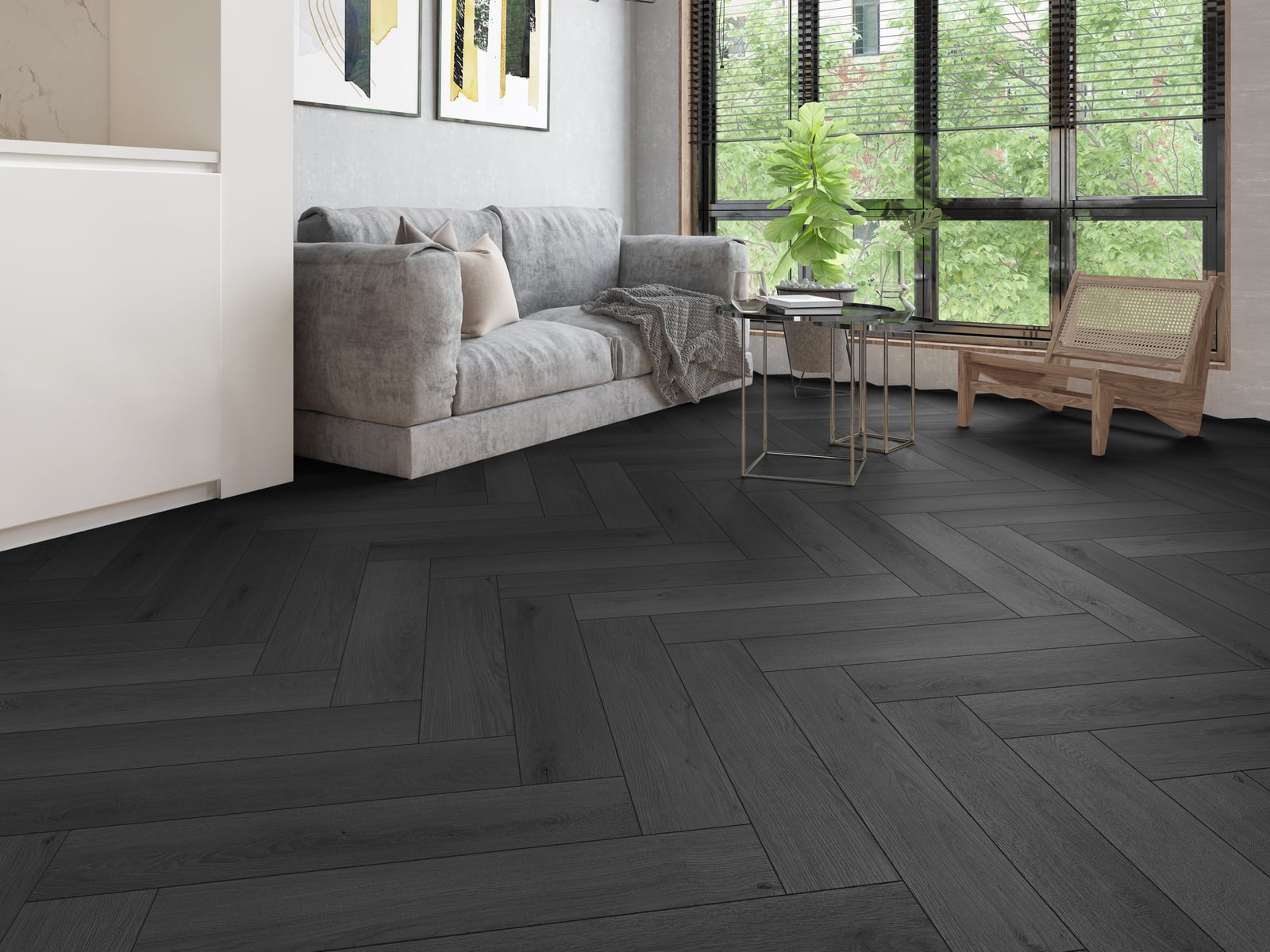 Gelasta Firmfit Visgraat 6801 Summerfield Charcoal - PVC vloer in antraciet (foto 2)