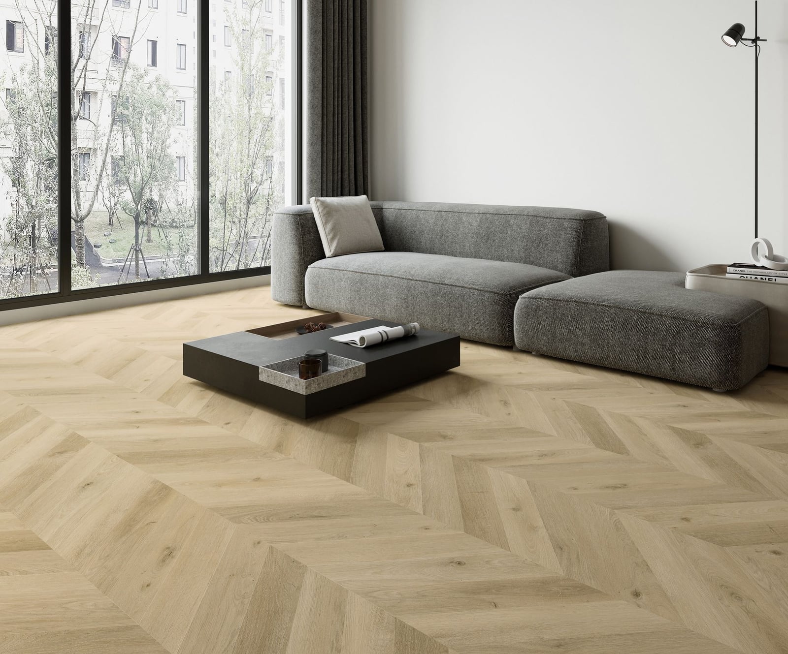 Gelasta Vario Special Hongaarse punt 3805 Prestige Oak Smoked Light - PVC vloer in beige (foto 2)
