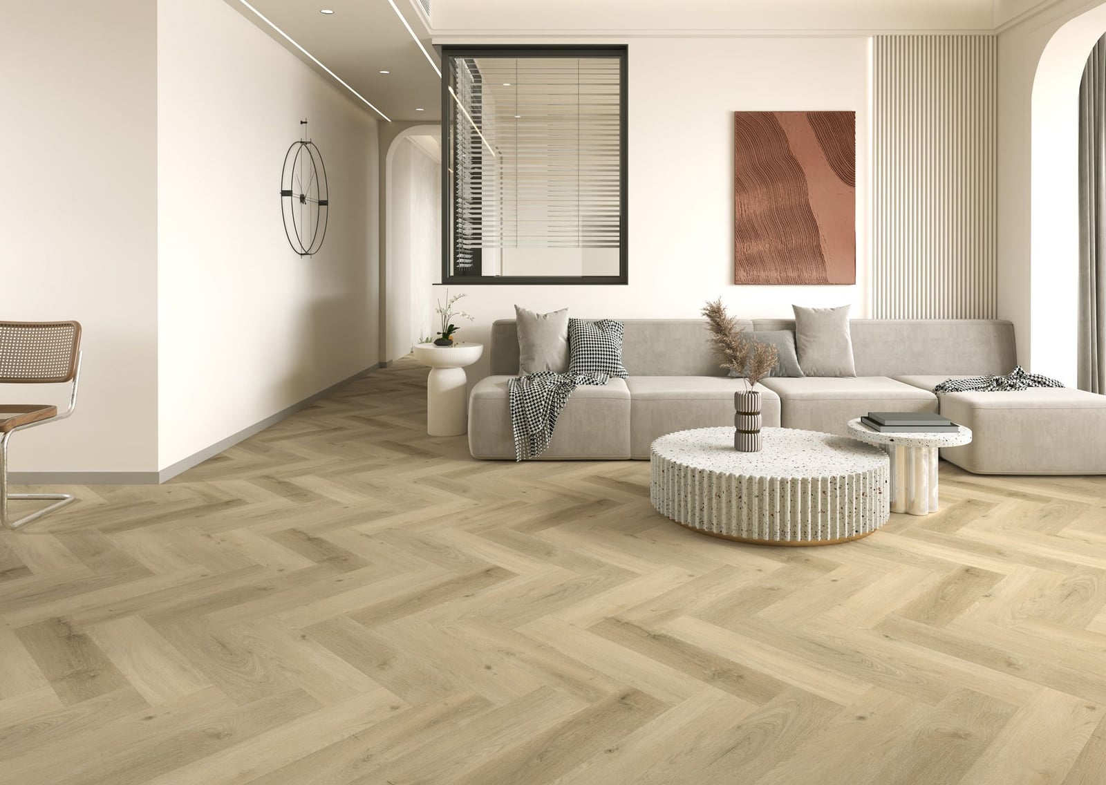 Gelasta Vario Visgraat 4405 Prestige Oak Smoked Light - PVC vloer in beige (foto 2)