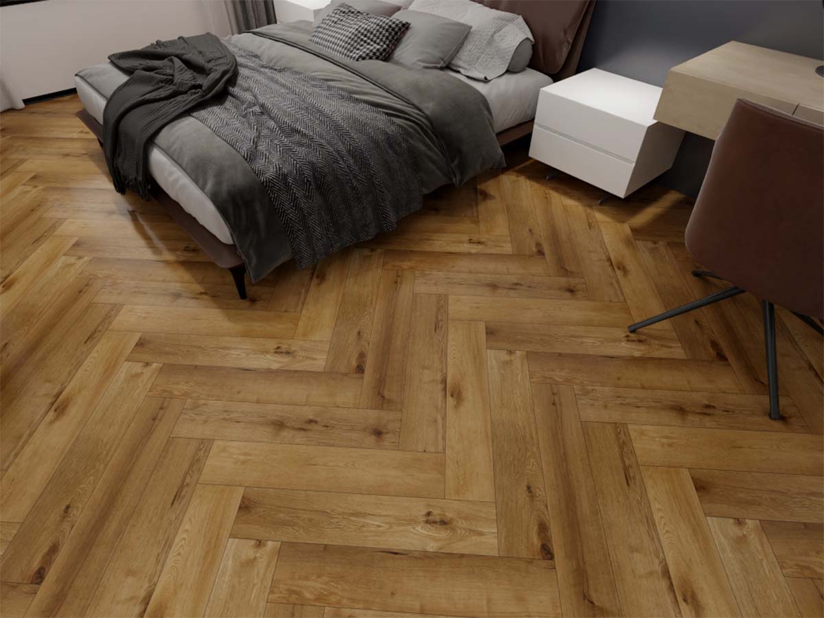 Gold Oak Visgraat Click - PVC vloer in bruin (foto 2)