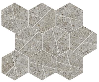 Grey Matt 25x28,5 Mosaic Hexagon - tegel in grijs