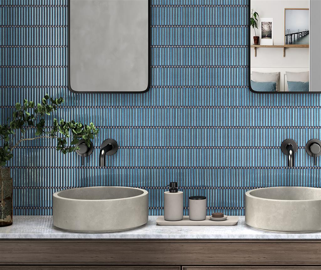 Intermatex Tech Linea Teal mozaïek halfglans - tegel in blauw (foto 3)