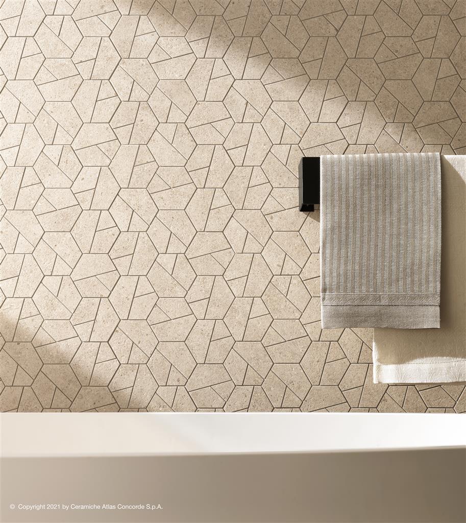 Ivory Matt 25x28,5 Mosaic Hexagon AEW 047-4 - tegel in beige (foto 2)