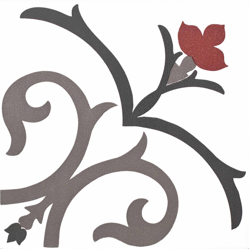 Kerion Neocim Classic Branche Framboise Décor vloertegel mat - kleur rood