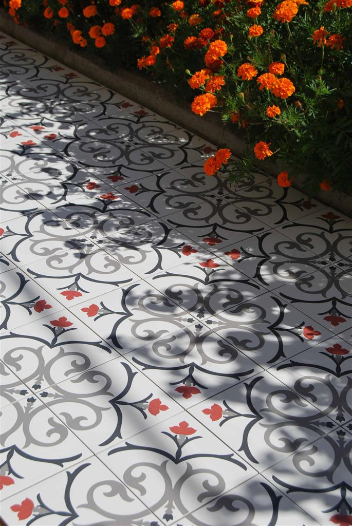 Kerion Neocim Classic Branche Framboise Décor vloertegel mat - kleur rood (foto 2)