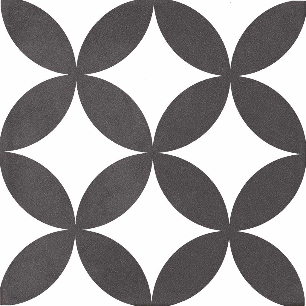 Kerion Neocim Classic Fleur Noir Décor vloertegel mat - kleur zwart