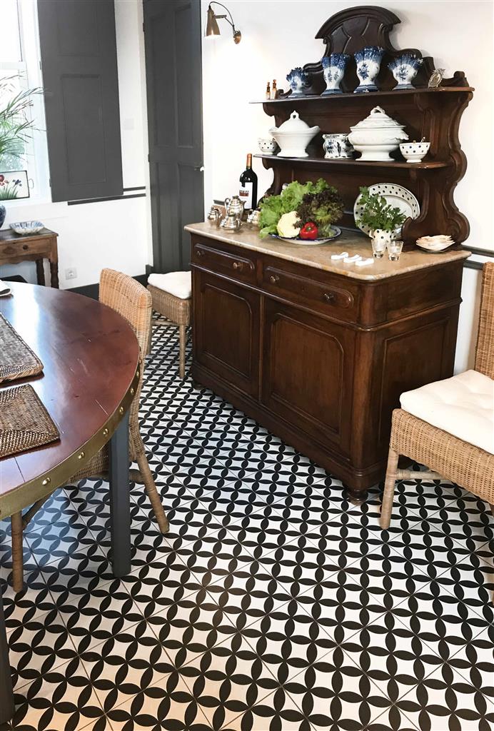 Kerion Neocim Classic Fleur Noir Décor vloertegel mat - kleur zwart (foto 2)