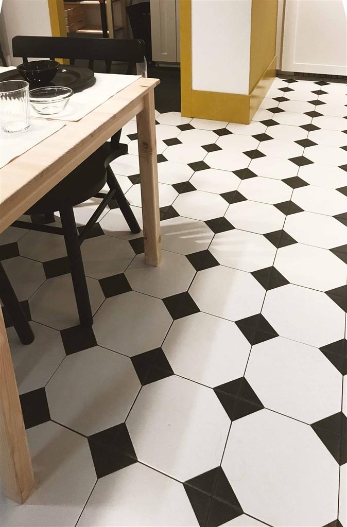 Kerion Neocim Classic Octogone Noir Décor vloertegel mat - kleur zwart (foto 2)
