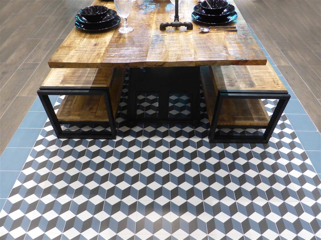 Kerion Neocim Plus Cubique Bleu Décor vloertegel mat - kleur blauw (foto 3)