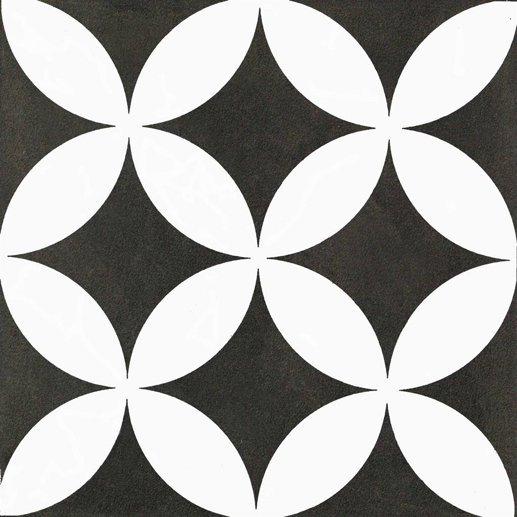 Kerion Neocim Plus Fleur Noir N Décor vloertegel mat - kleur zwart