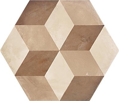 Marca Corona Terra Cubo vers. C Esagono decortegel mat - kleur beige, hexagon