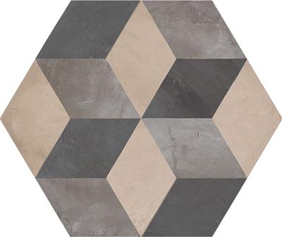 Marca Corona Terra Cubo vers. F Esagono decortegel mat - kleur grijs, hexagon