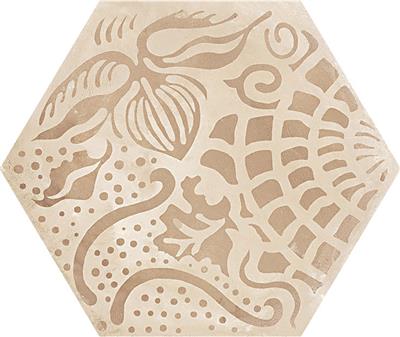 Marca Corona Terra Floreale vers. C Esagono decortegel mat - kleur beige, hexagon