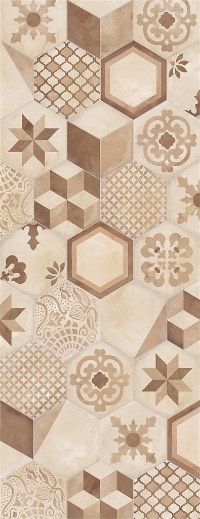 Marca Corona Terra Mix Decori vers. C Esagono vloertegel mat - kleur beige, hexagon