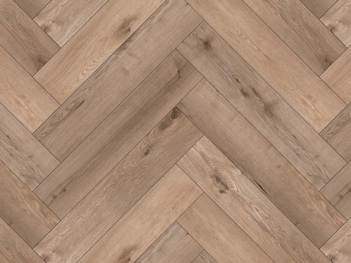 Melange Visgraat Dry-Back - PVC vloer in bruin