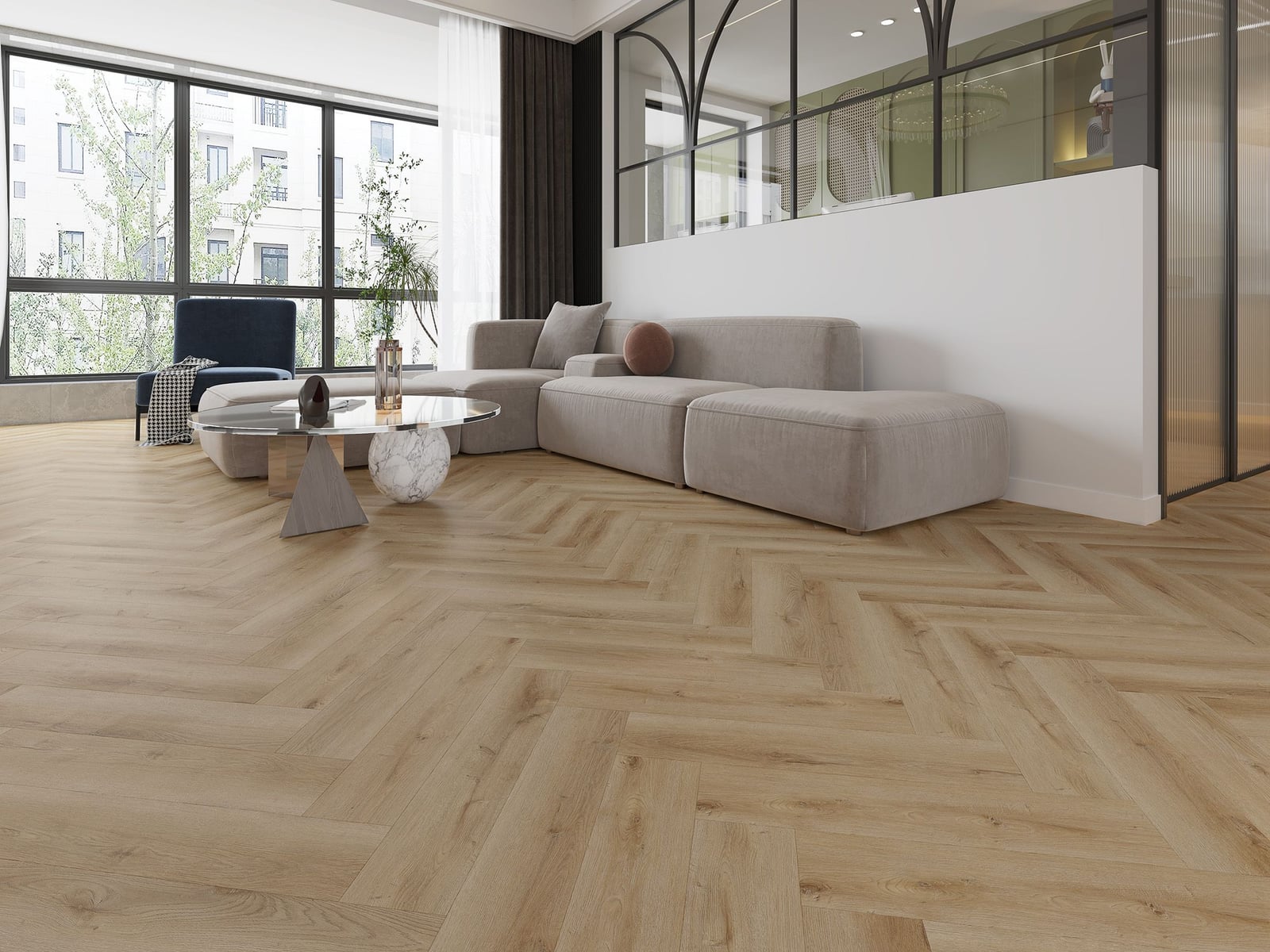 Gelasta Dynamic Visgraat 2601 Natural smoked - PVC vloer in bruin (foto 2)