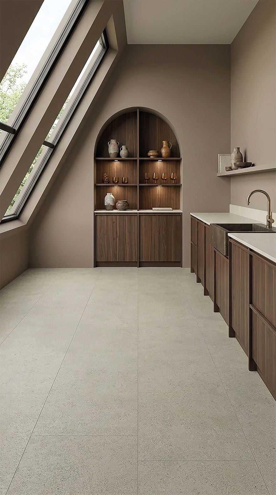 Gelasta Firmfit Silent Tegel 7902 Concrete Sand - PVC vloer in beige, rechte planken (foto 2)