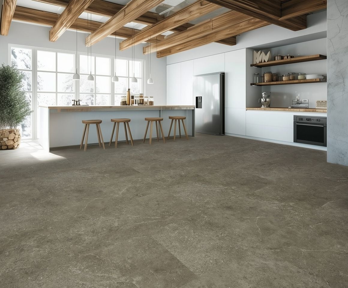 Gelasta Fusion Rigid Click 2701 Carrara Warm Grey - PVC vloer in grijs, tegelformaat (foto 3)
