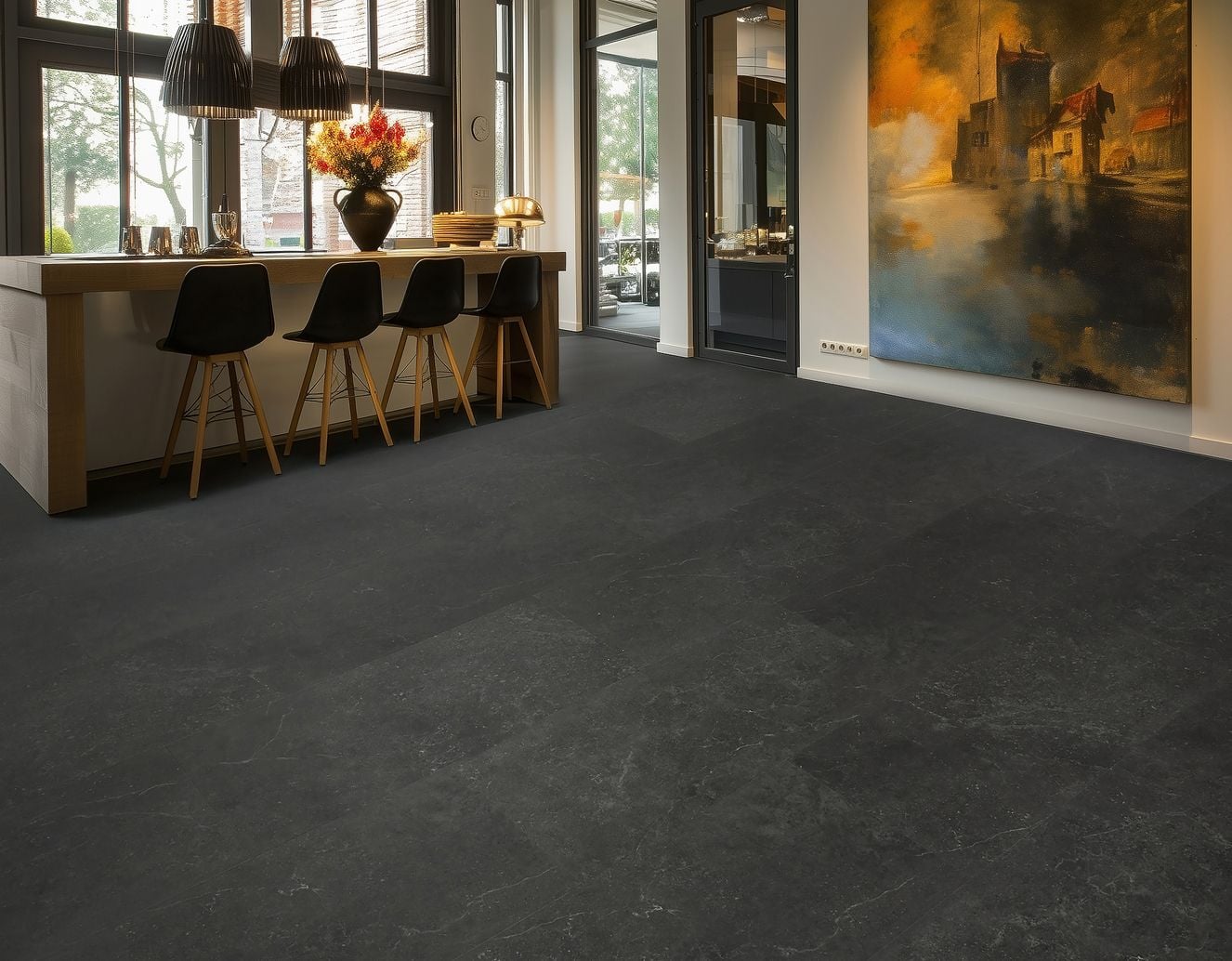 Gelasta Fusion Rigid Click 2702 Carrara Graphite - PVC vloer in antraciet, tegelformaat (foto 3)