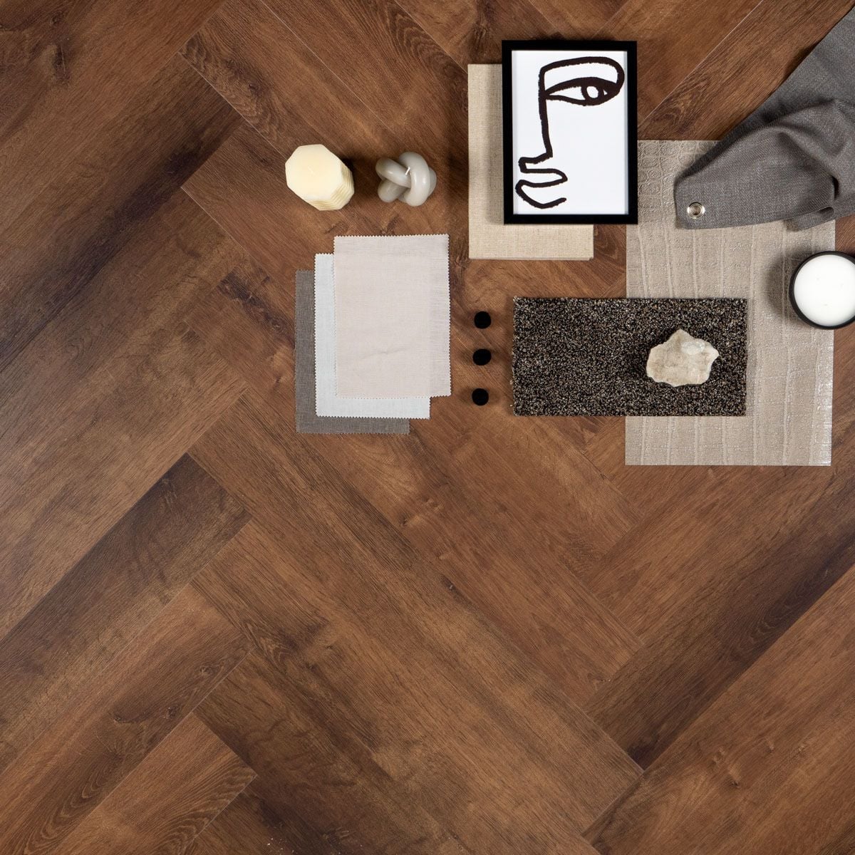 Otium Dawn Visgraat SPC Rigid Click - PVC vloer in bruin (foto 2)