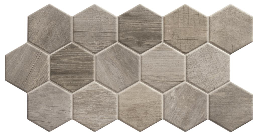 Realonda Sequoia Ash Hex decortegel mat - kleur grijs, hexagon