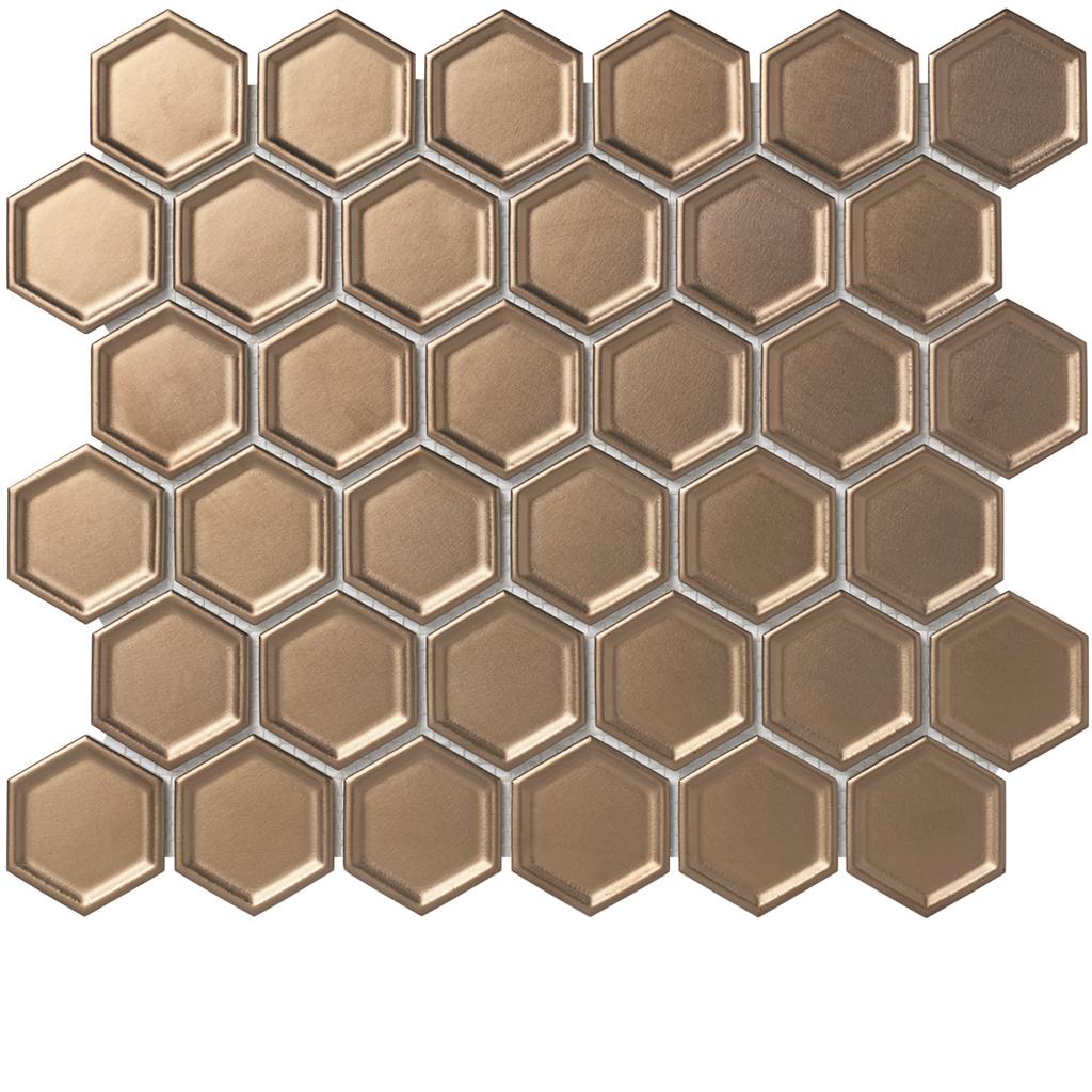 TMF Barcelona AFH13B Bronze Metalic Hexagon mozaïek - tegel in brons