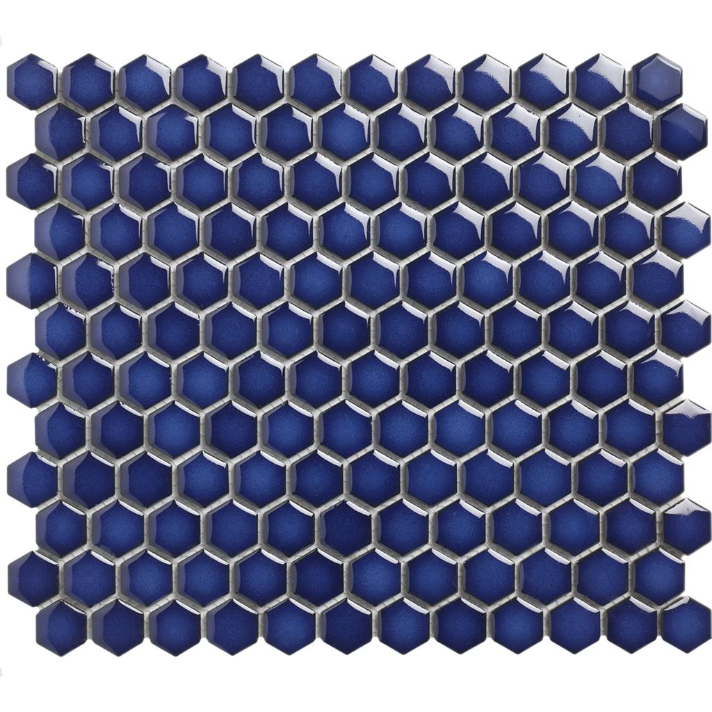 TMF Barcelona Cobalt Blue Hexagon mozaïek glans - tegel