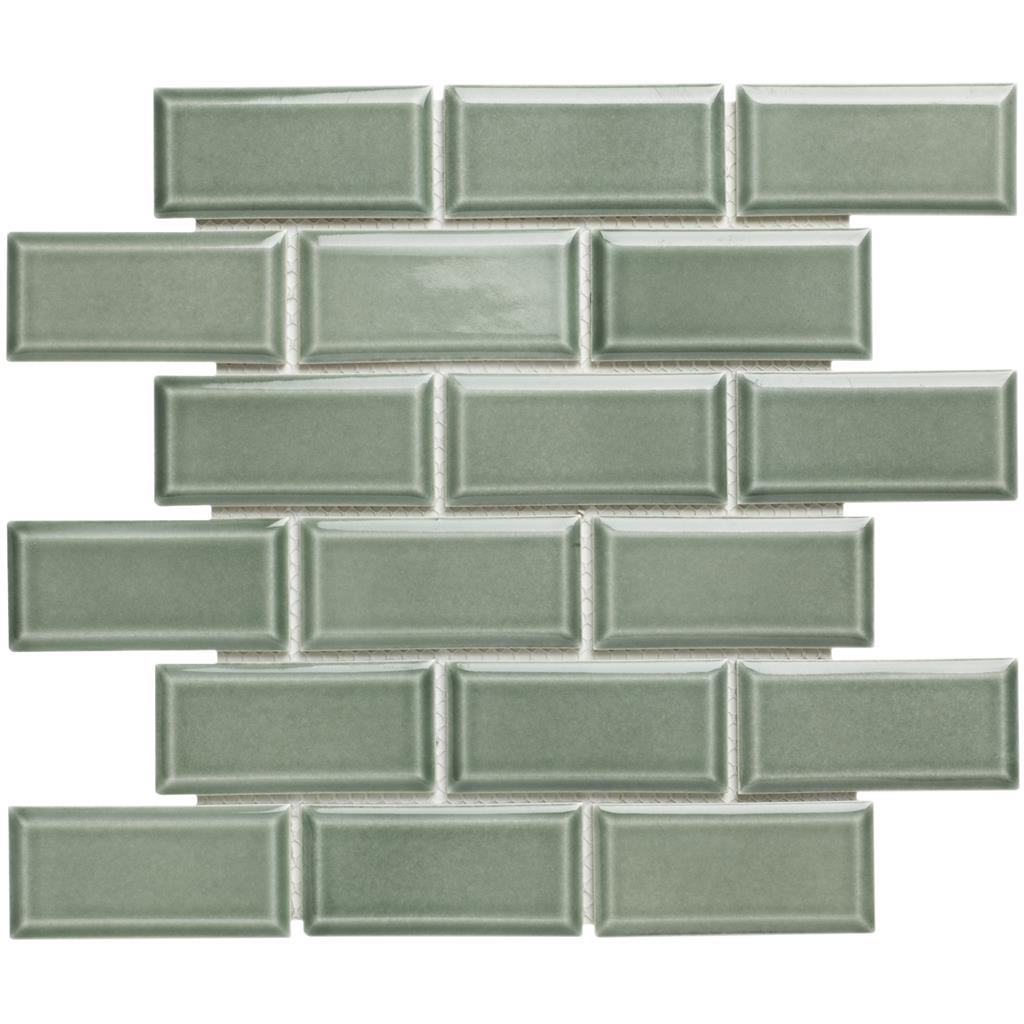 TMF Paris Green Grey Rectangle mozaïek glans - tegel