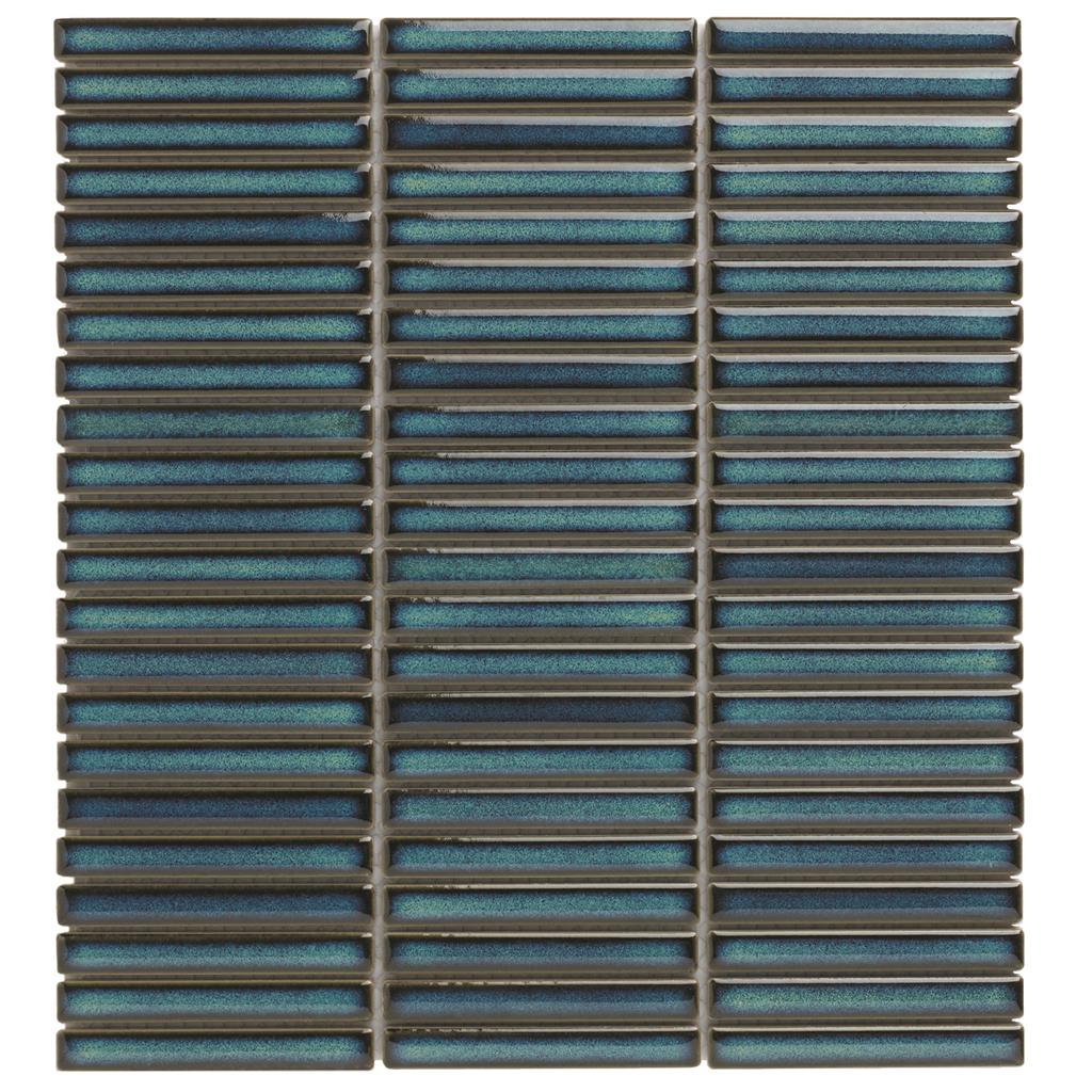 TMF Sevilla Azure Blue speckle Mini Finger mozaïek glans - tegel