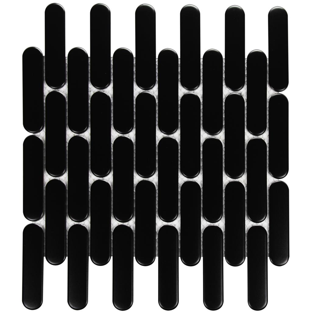 TMF Sevilla Black Oval Finger mozaïek mat - tegel in zwart