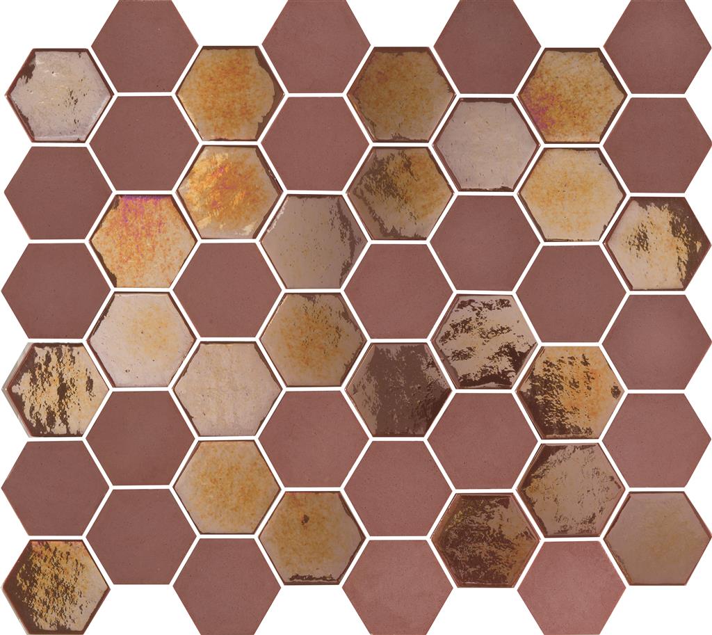 TMF Valencia Burgundy + Hexagon mozaïek - tegel