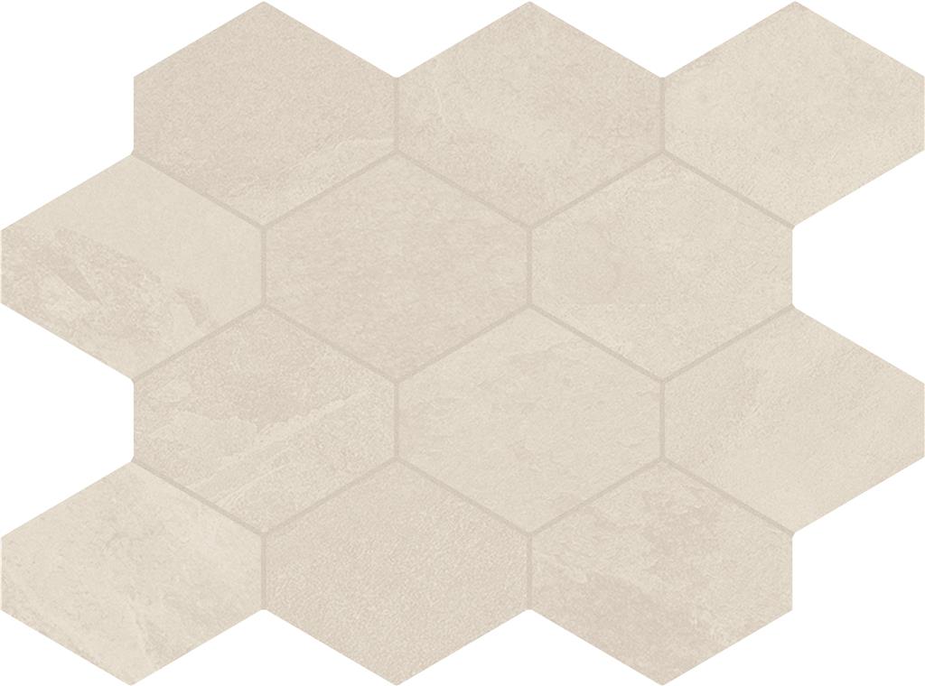 Unicom Starker Brazilian slate Oxford white Hexagon mozaïek mat - tegel in wit