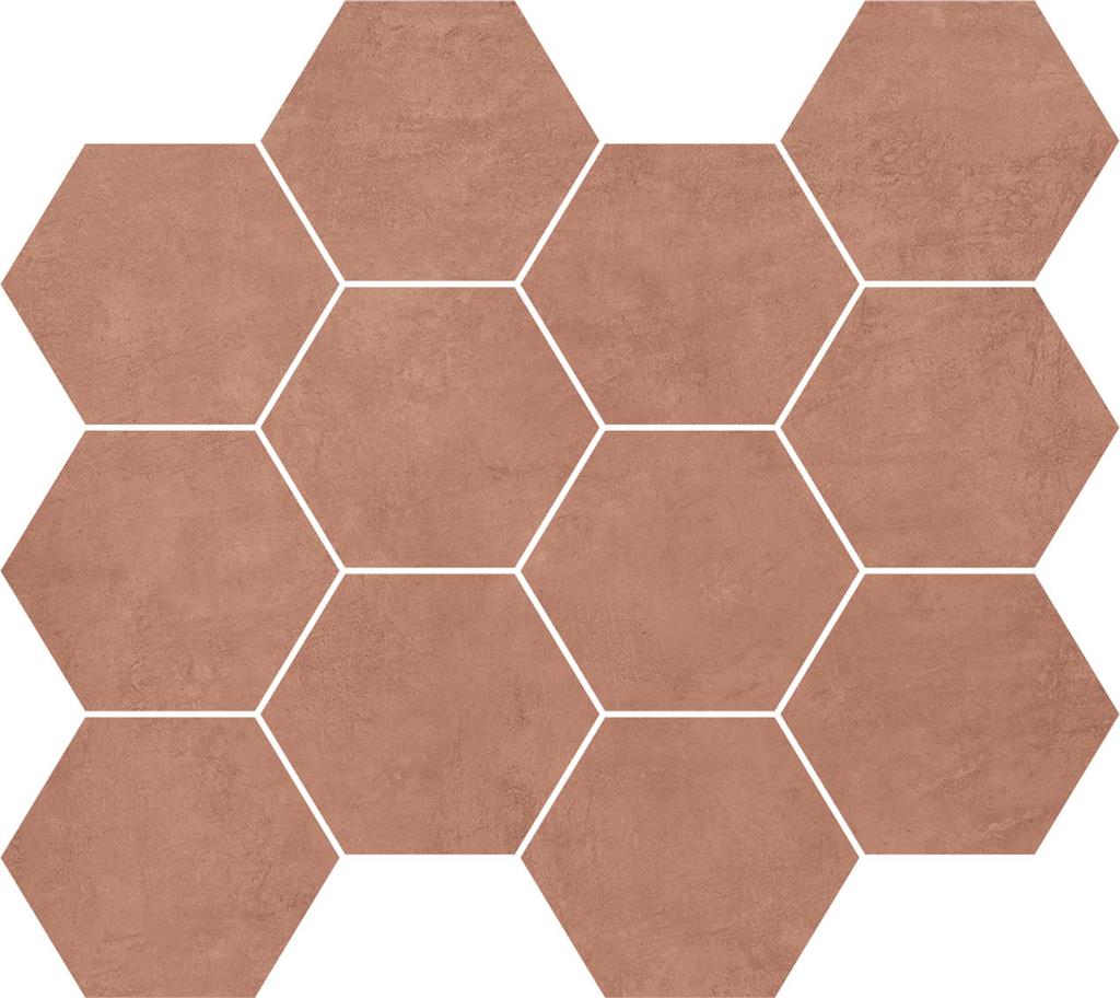 Unicom Starker Living Terracotta Hexagon mozaïek mat - tegel