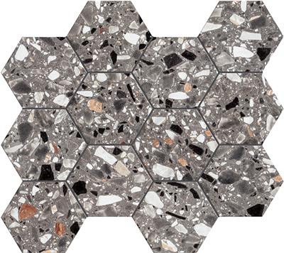 Unicom Starker Venice Canalgrande Hexagon mozaïek mat - tegel in zwart