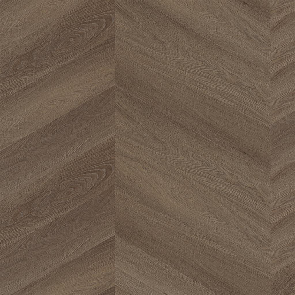 YUP Fulham chevron dryback brown - PVC vloer in bruin, Hongaarse punt