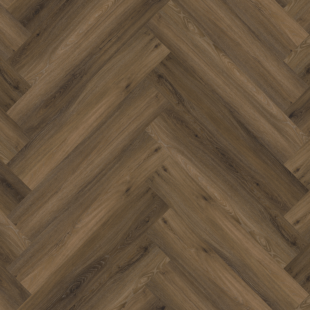 YUP herringbone click SRC warm brown - PVC vloer in bruin, visgraat
