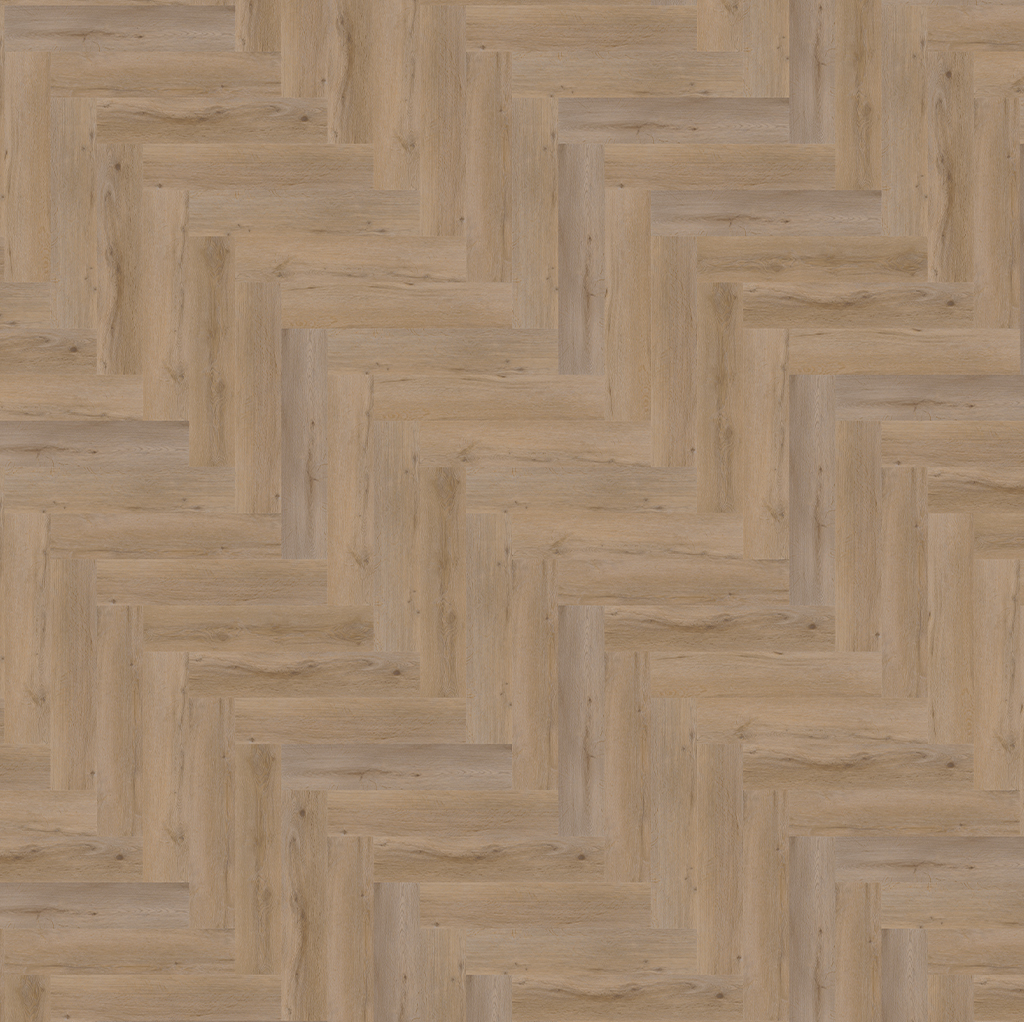YUP Leyton herringbone dryback natural oak - PVC vloer in beige, visgraat
