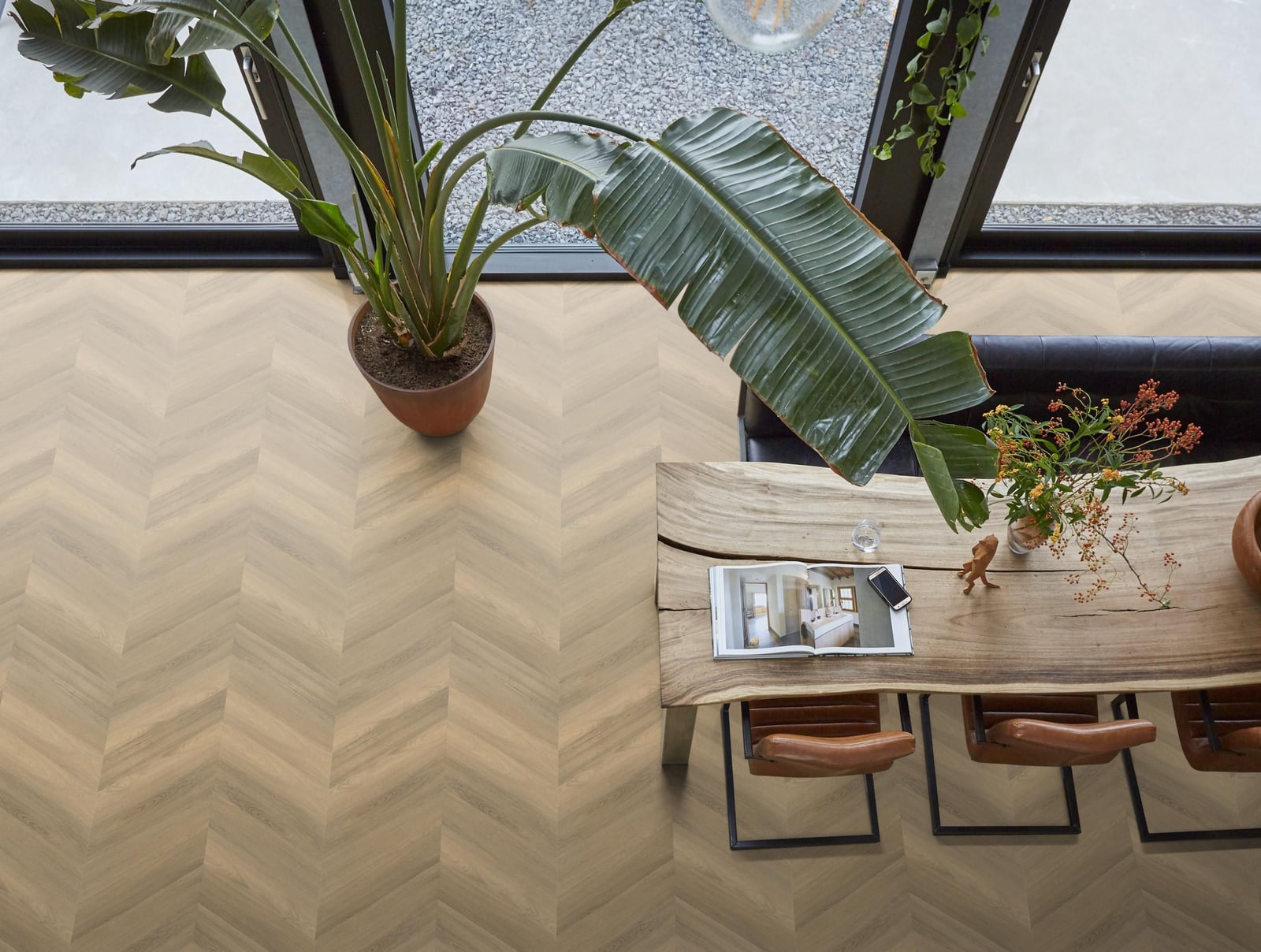 YUP Paddington Chevron dryback natural - PVC vloer in naturel eiken, Hongaarse punt (foto 3)