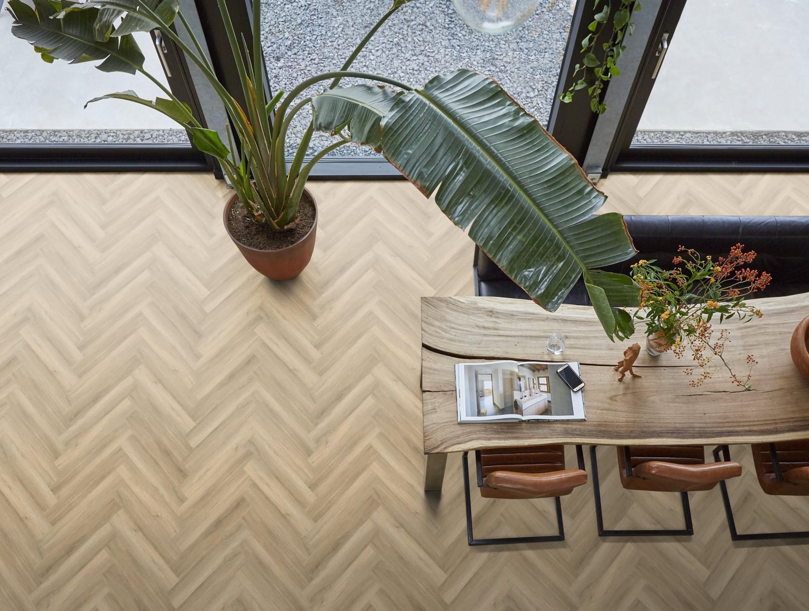 YUP Paddington Herringbone dryback beige - PVC vloer, visgraat (foto 3)
