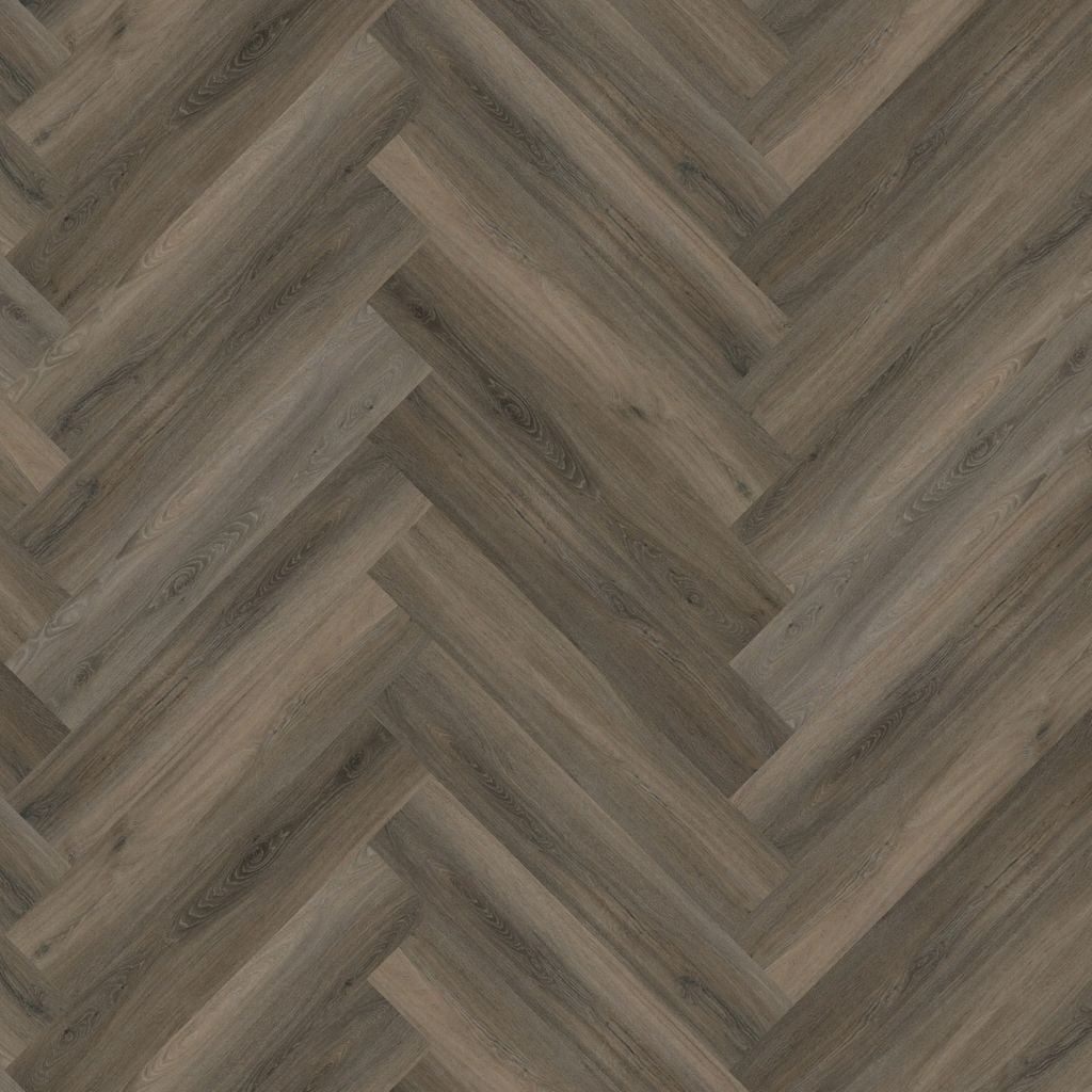 YUP Paddington Herringbone dryback dark grey - PVC vloer in grijs, visgraat