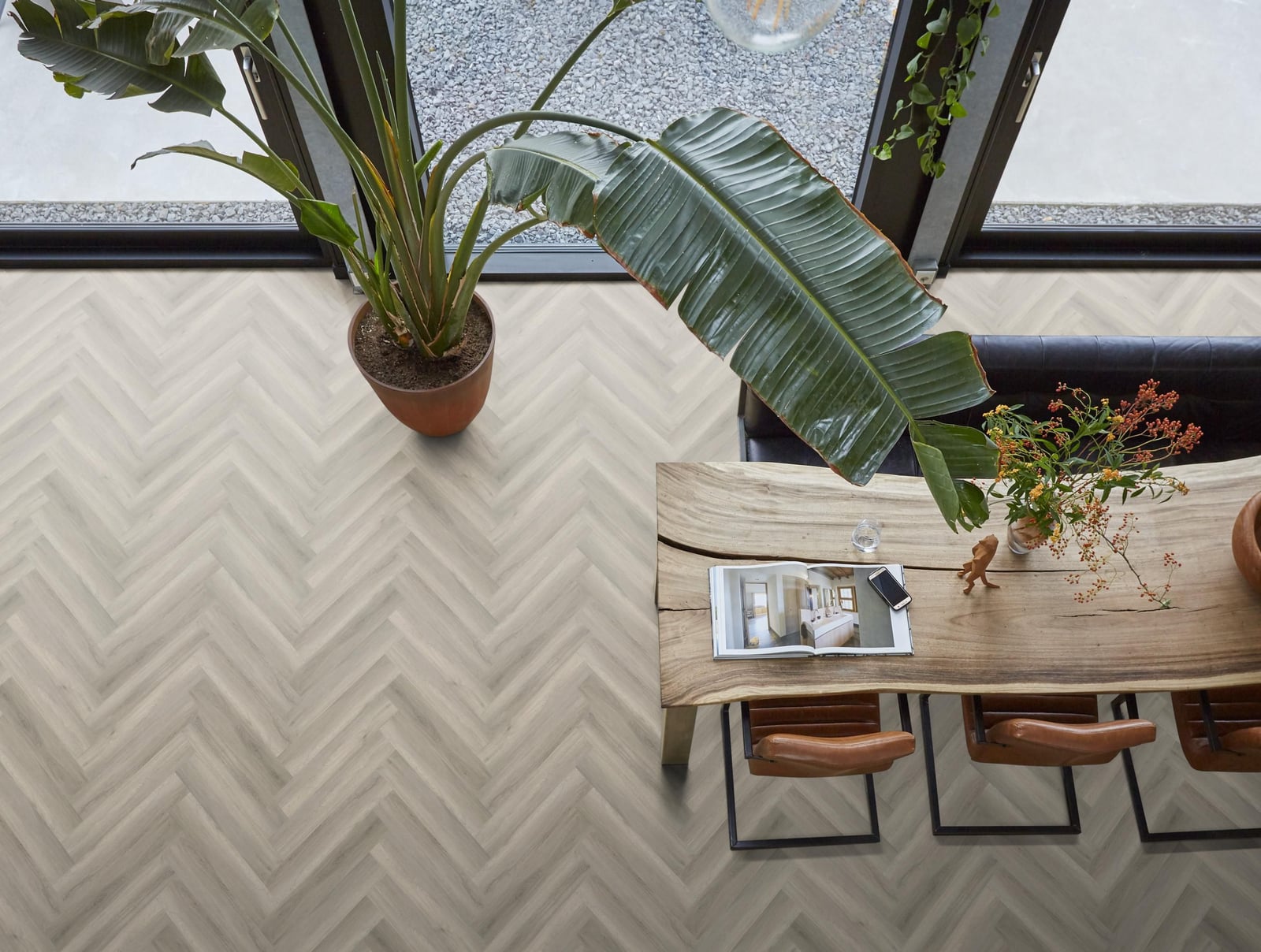 YUP Paddington Herringbone dryback grey - PVC vloer in grijs, visgraat (foto 3)