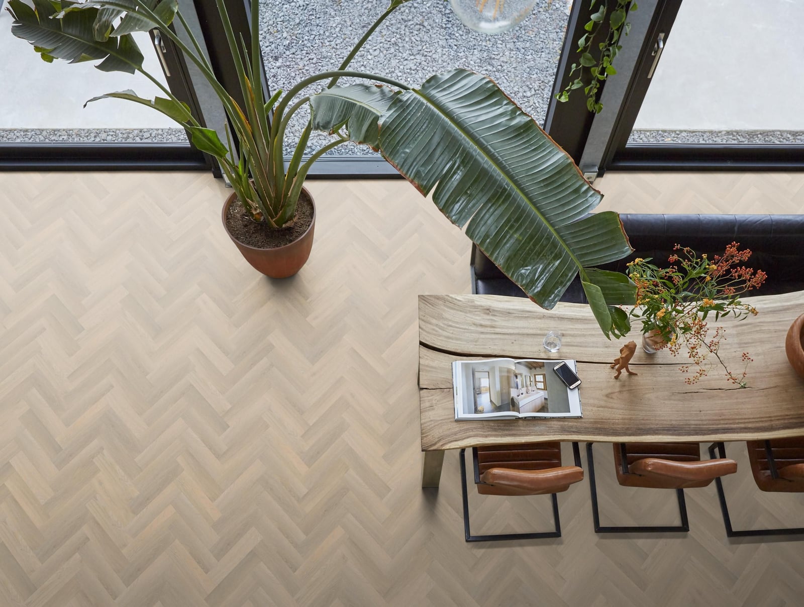YUP Paddington Herringbone dryback small beige - PVC vloer, visgraat (foto 3)