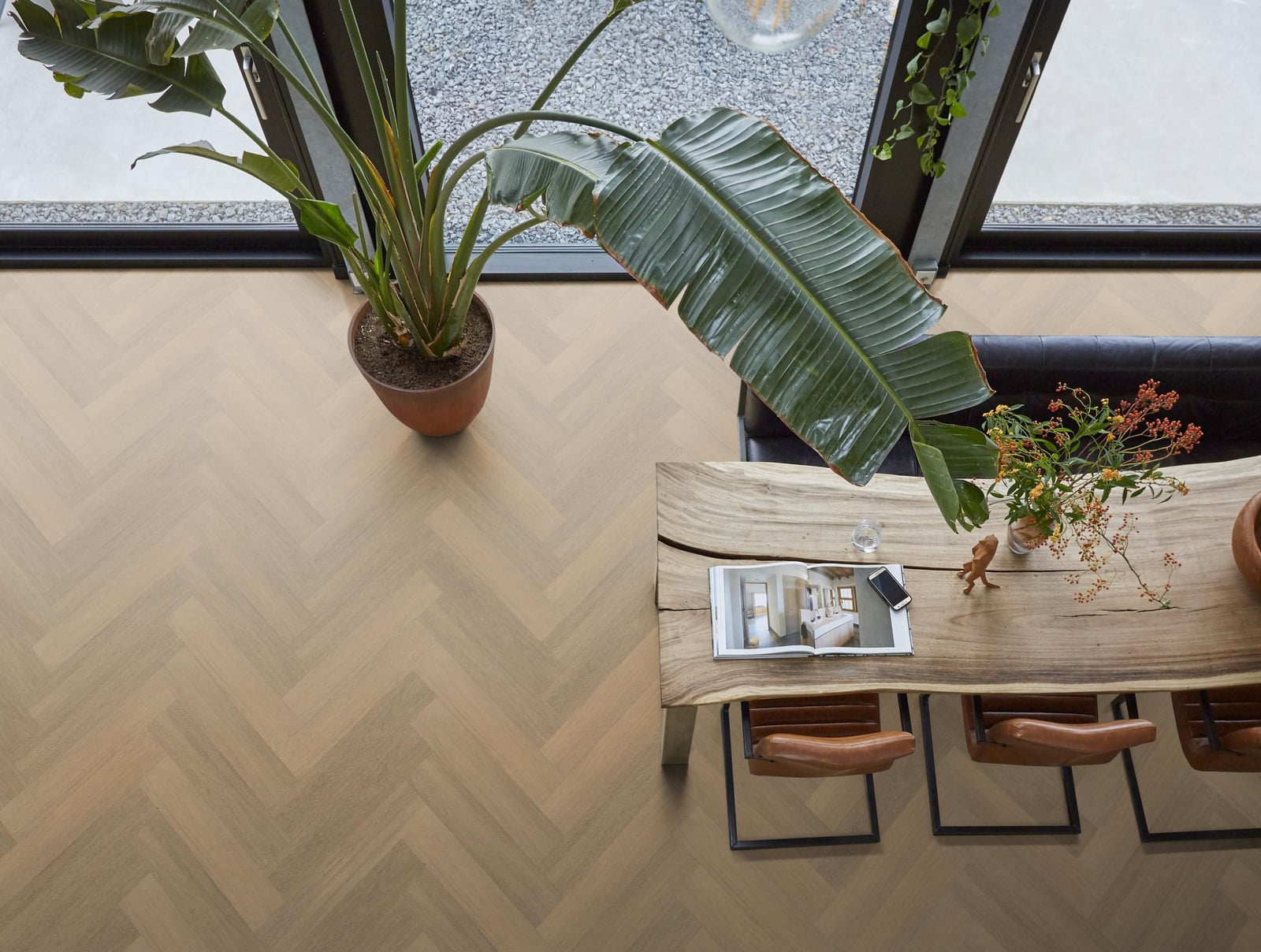 YUP Sutton herringbone click SRC warm natural - PVC vloer in naturel eiken, visgraat (foto 3)