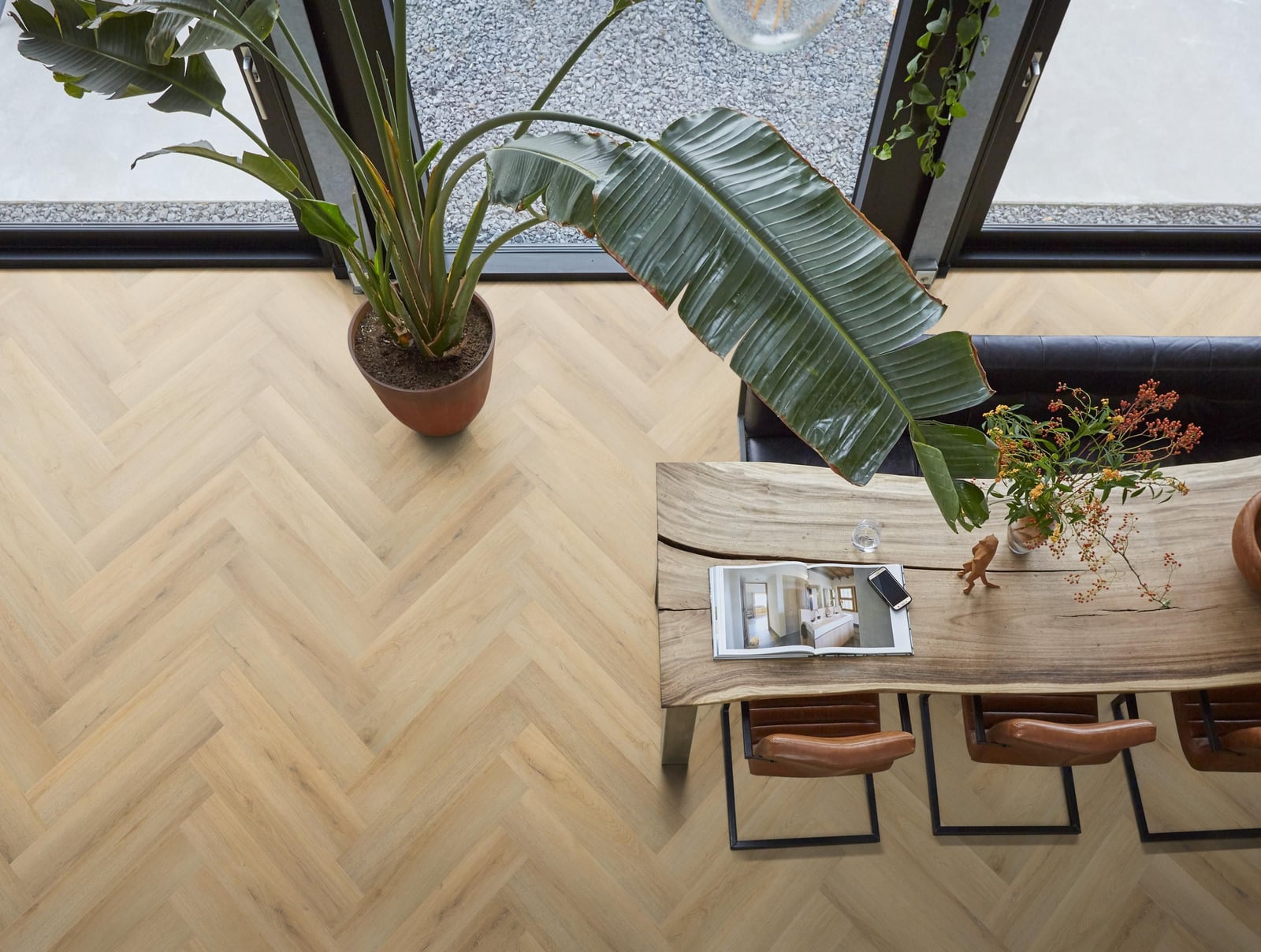 YUP XL Greenford herringbone click SRC natural - PVC vloer in naturel eiken, visgraat (foto 3)